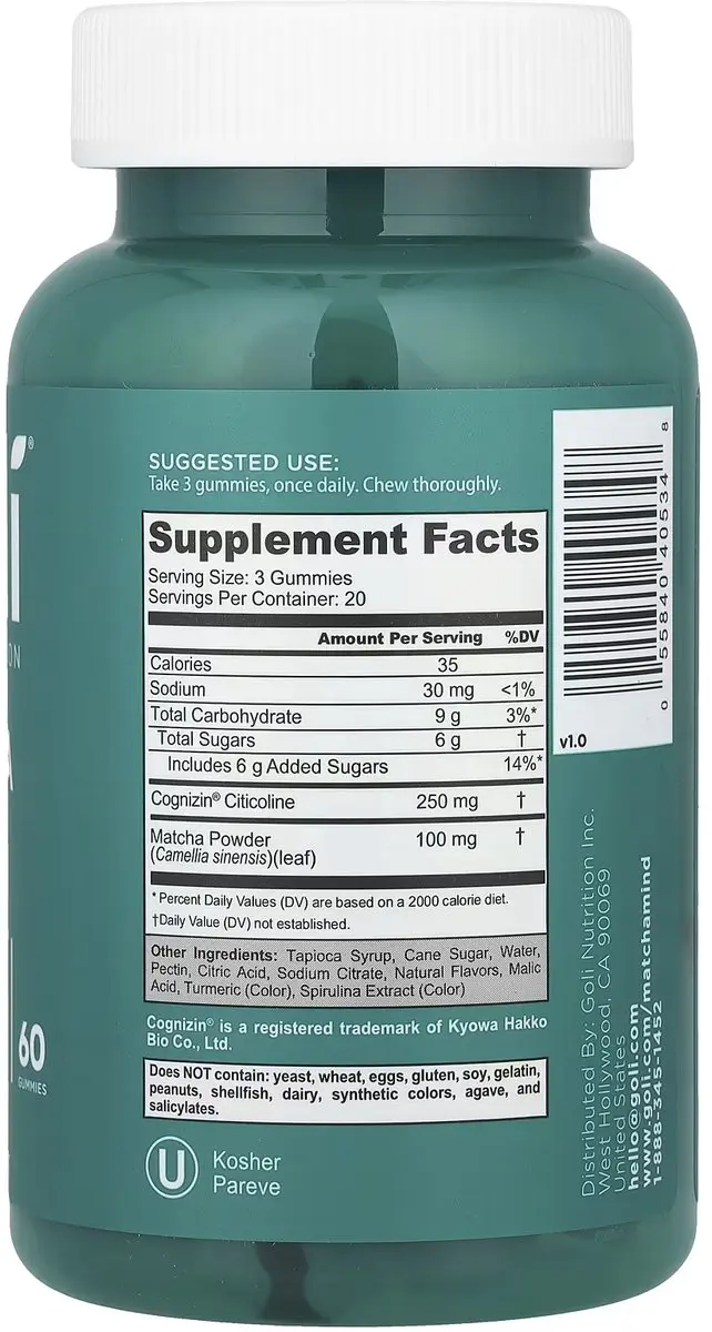 Goli Nutrition Matcha Mind Gummies - 60 Stuks
