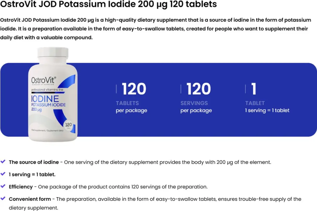 OstroVit Kaliumjodide 200µg Tabletten - 120 Stuks