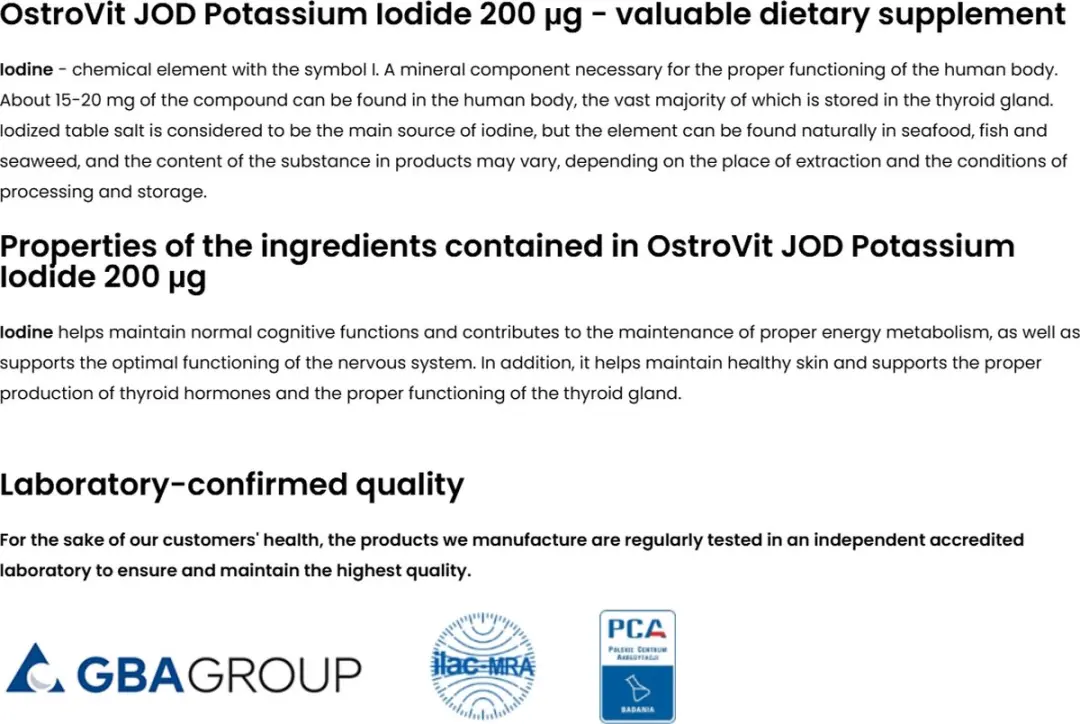 OstroVit Kaliumjodide 200µg Tabletten - 120 Stuks