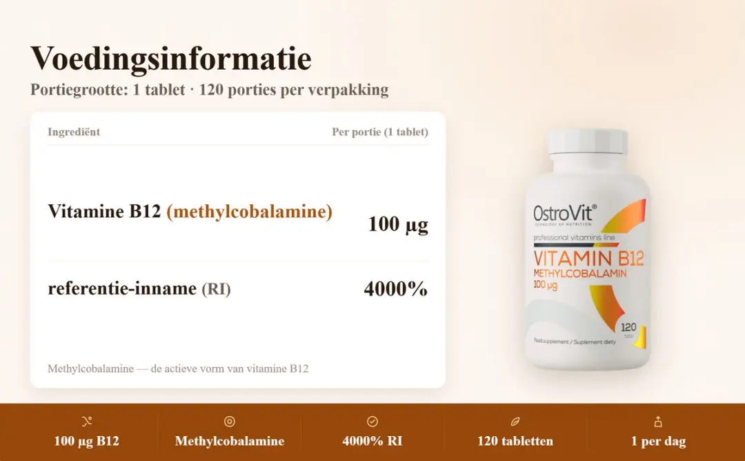 OstroVit Vitamine B12 Methylcobalamine 100µg - 120 Tabletten