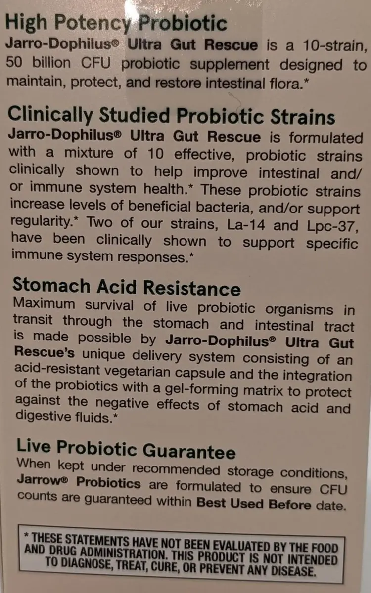 Jarrow Formulas Jarro-Dophilus Ultra Gut Rescue 60 Capsules
