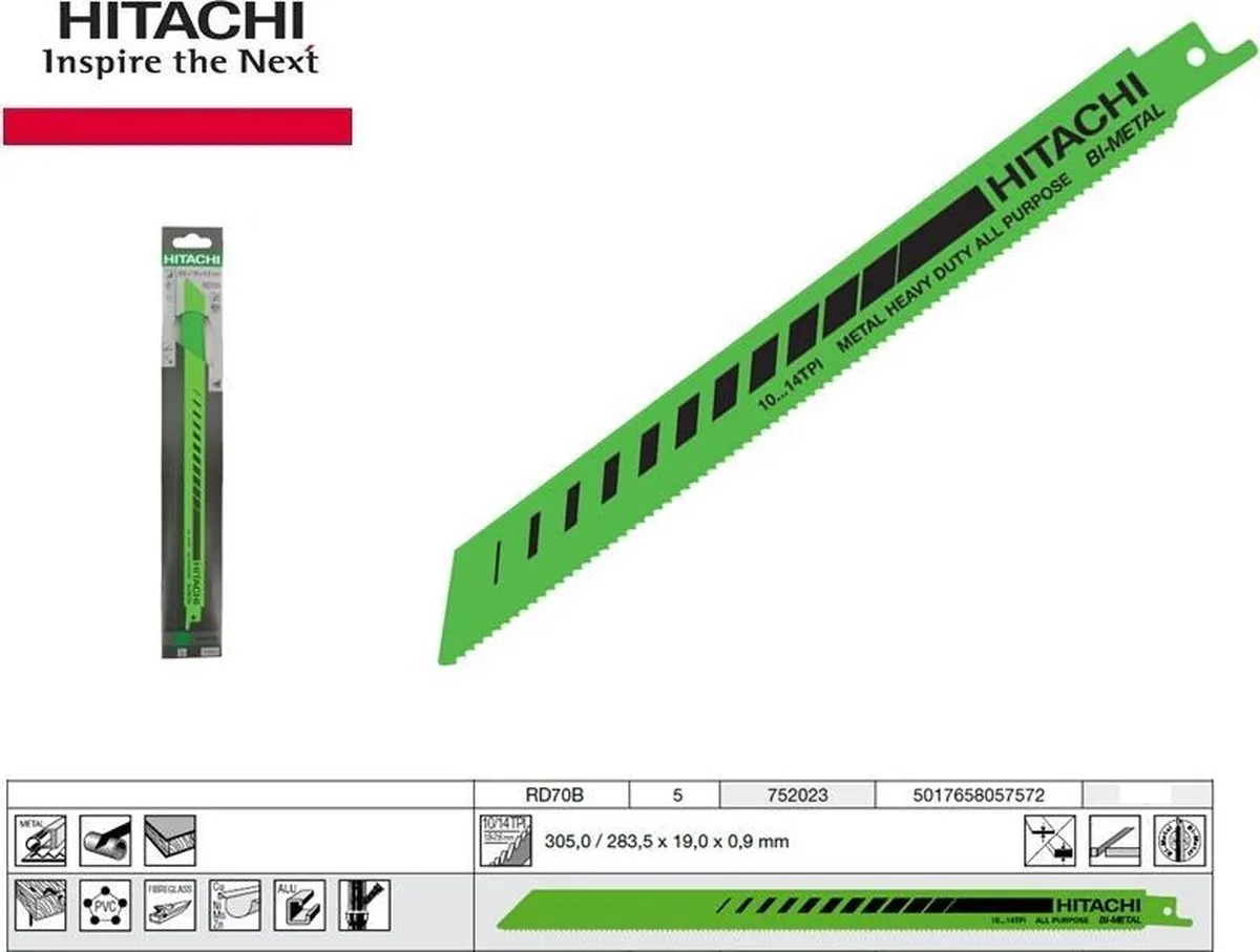 Hikoki RD70B/S1222VF Reciprozaagbladen 0,9mm - 5 Stuks