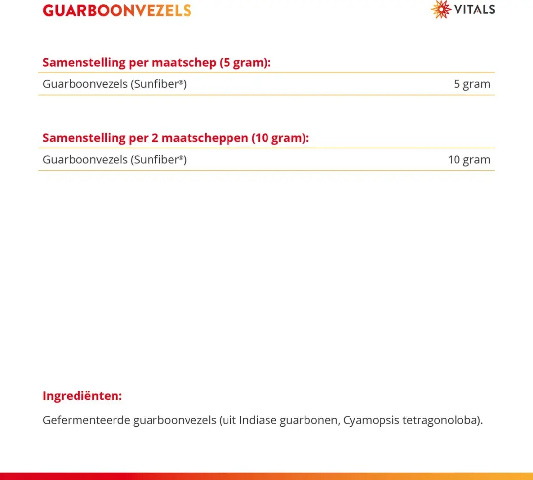 Vitals Guarboonvezels 200g - Prebiotische vezels