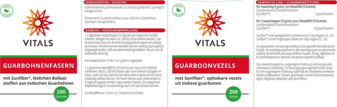 Vitals Guarboonvezels 200g - Prebiotische vezels