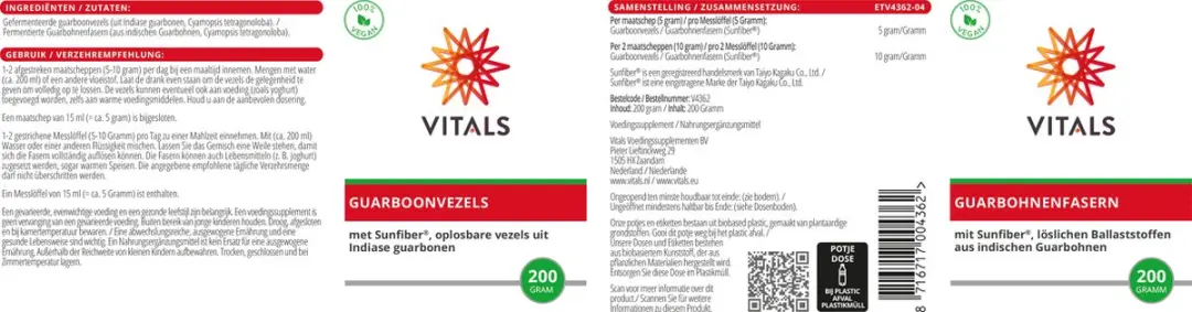 Vitals Guarboonvezels 200g - Prebiotische vezels
