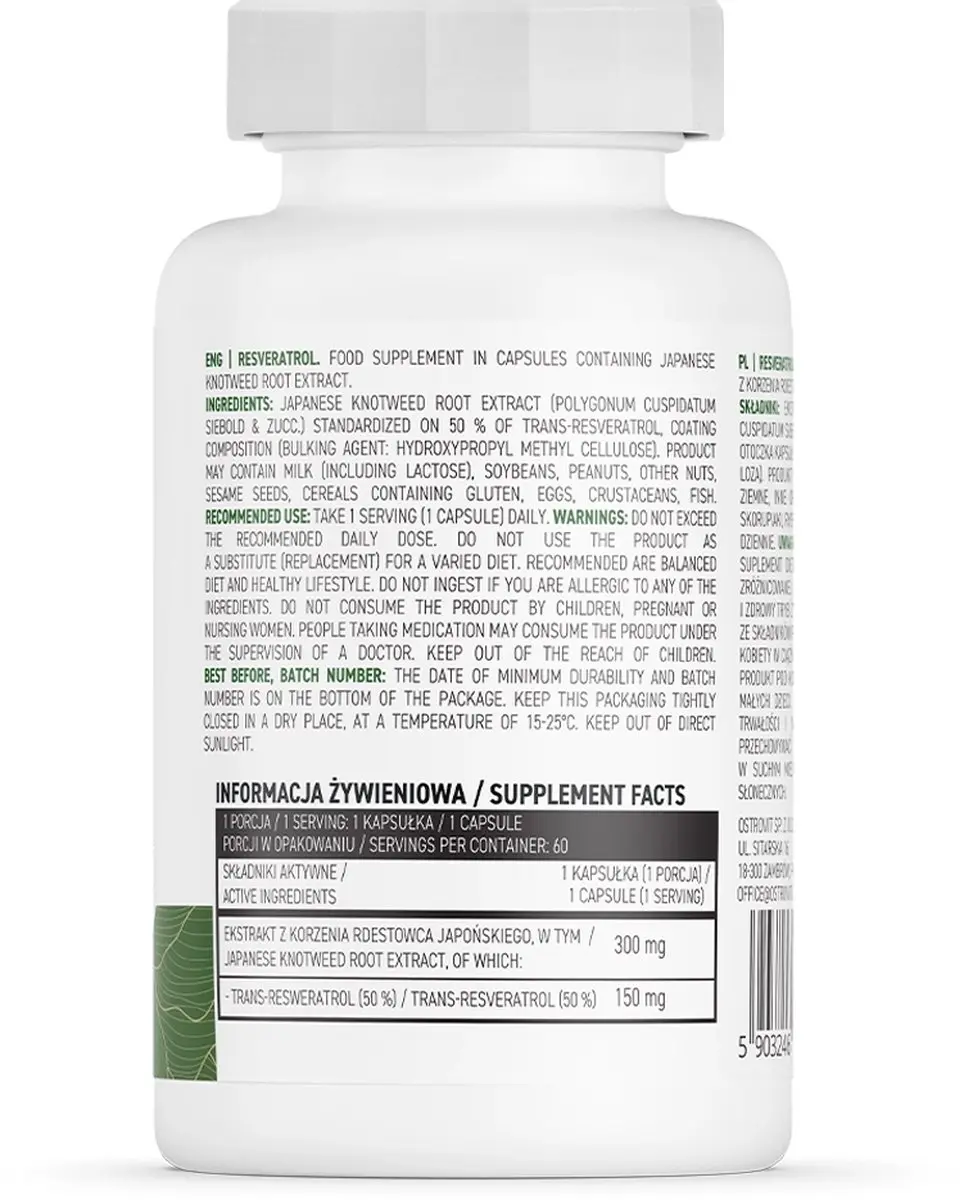 OstroVit Resveratrol HPMC 60 VEGE Capsules - 21g