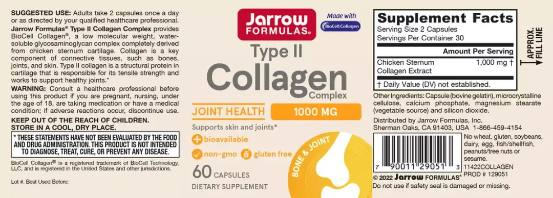 Jarrow Formulas Type II Collagen Complex 60 Capsules