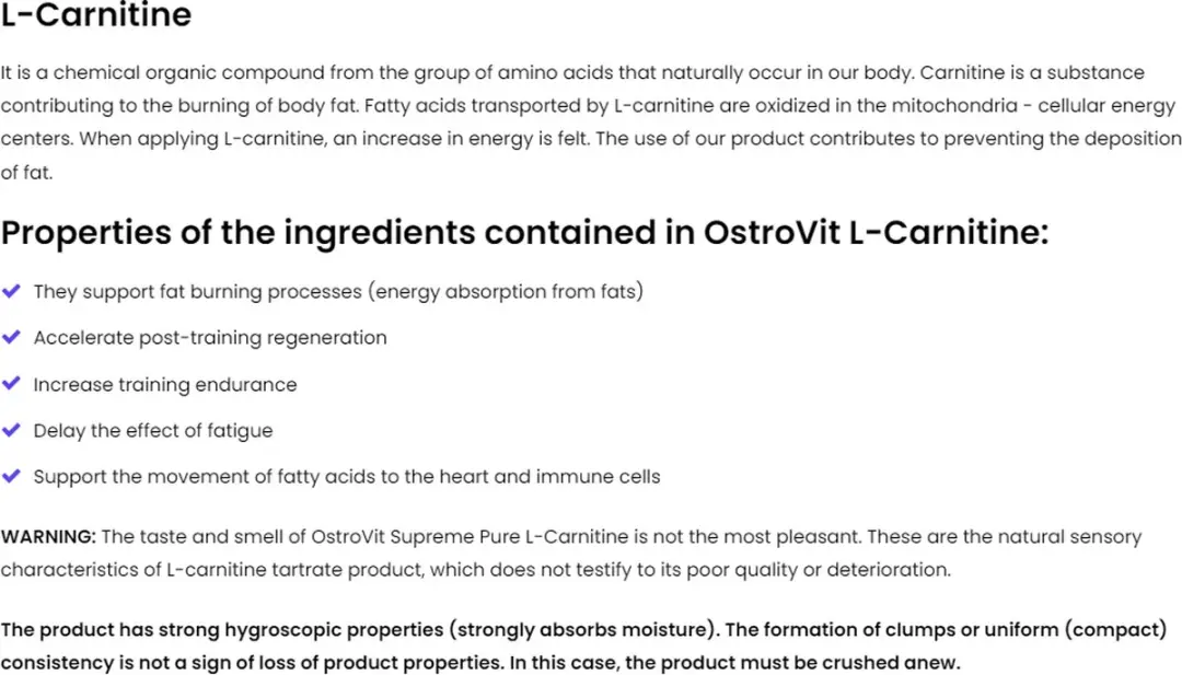 OstroVit L-Carnitine Poeder 210g - Ananas