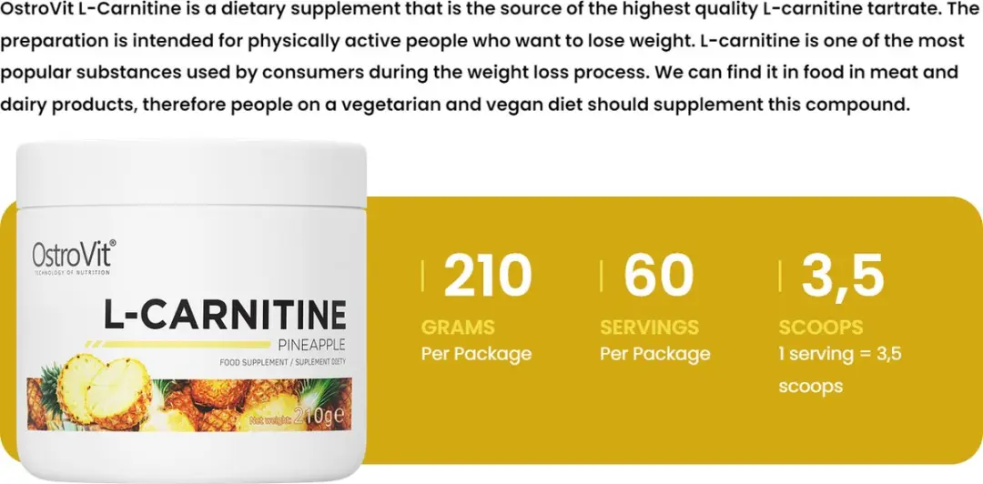OstroVit L-Carnitine Poeder 210g - Ananas
