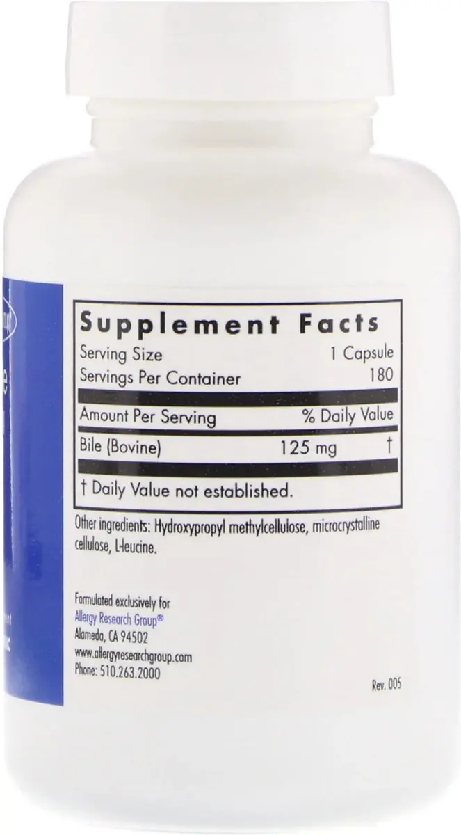 Allergy Research Group Ox Bile 125mg Vegicaps - 180 Stuks