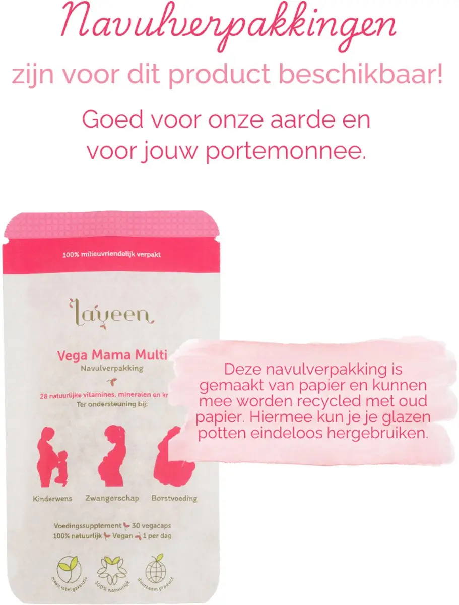 Laveen Vega Mama Multivitamine - 30 Capsules - Actief Foliumzuur