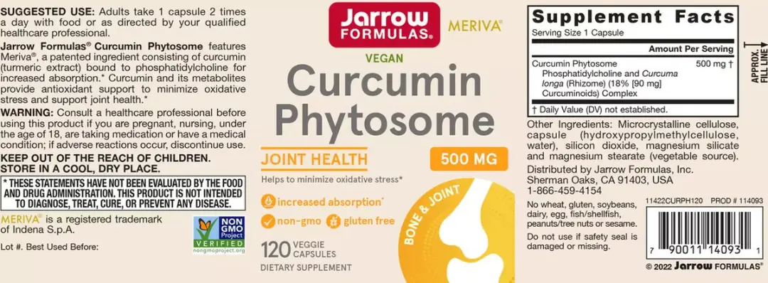 Jarrow Formulas Curcumin Phytosome 120 Capsules - 500mg