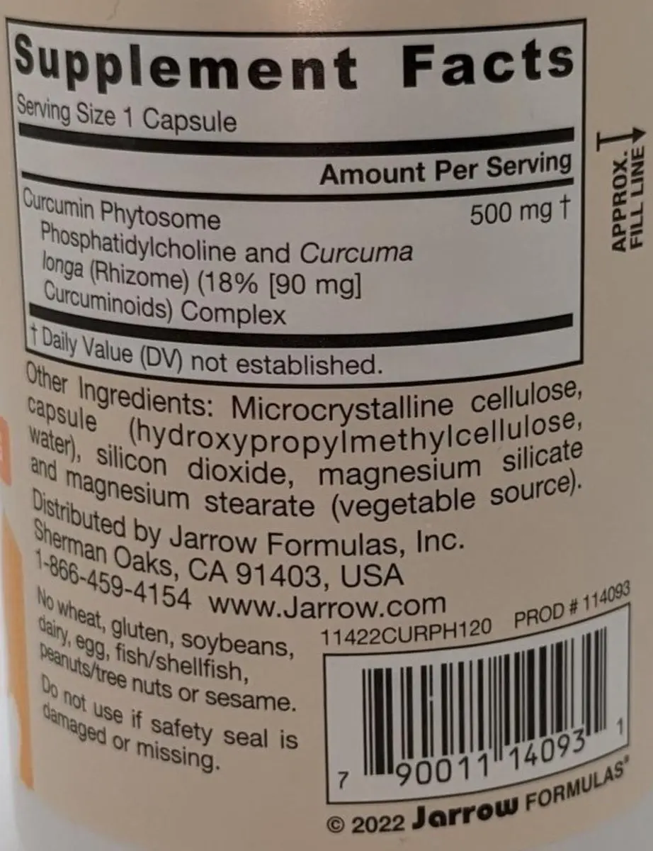 Jarrow Formulas Curcumin Phytosome 120 Capsules - 500mg