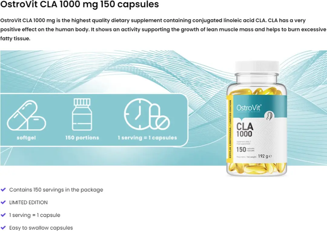 OstroVit CLA Vetverbrander 1000mg - 150 Softgels