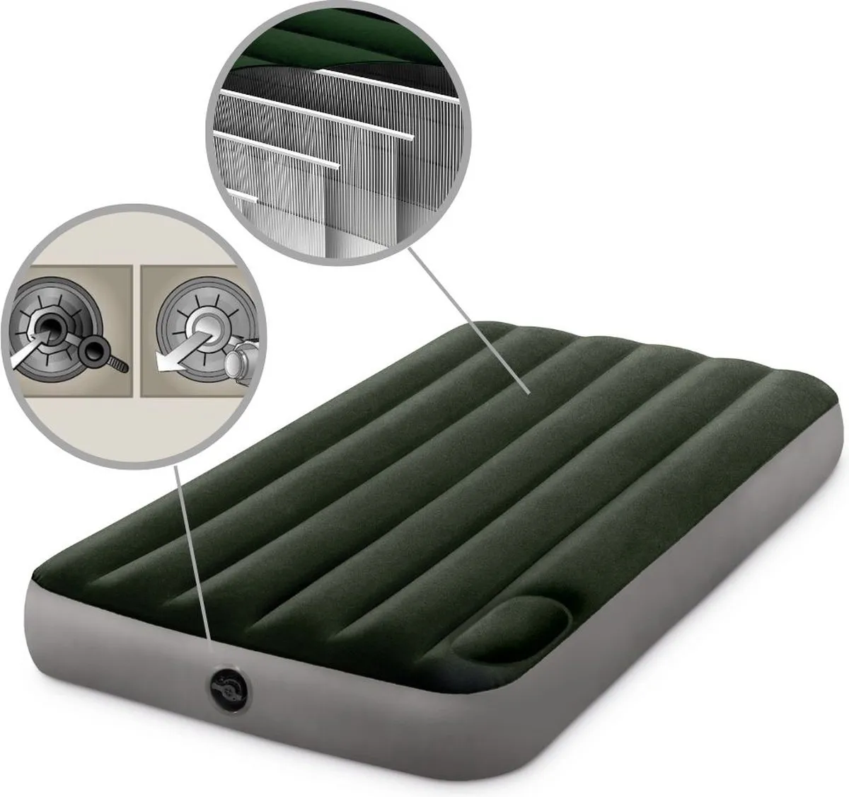 Intex Downy Luchtbed 1 Persoons 191x99x25cm - Groen