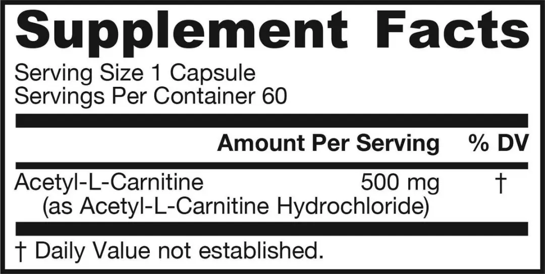 Jarrow Formulas Acetyl L-Carnitine 500mg - 60 Vegetarische Capsules