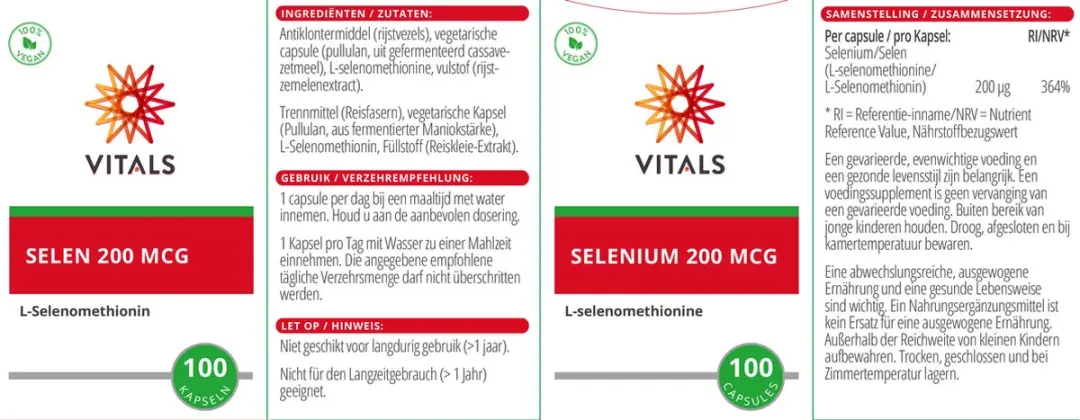 Vitals Selenium 200mcg 100 Capsules