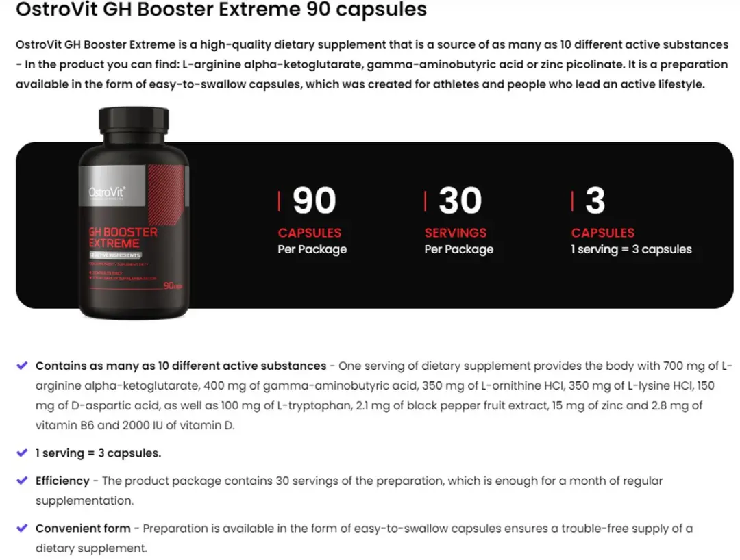 OstroVit GH Booster Extreme 90 Capsules