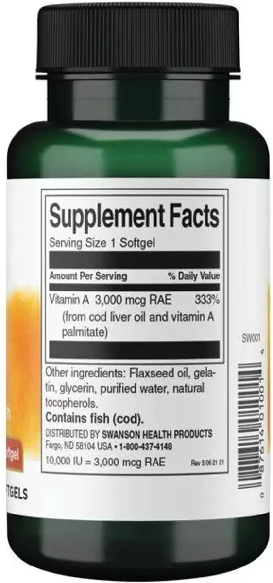 Swanson Vitamine A 10.000 IU 250 Softgels