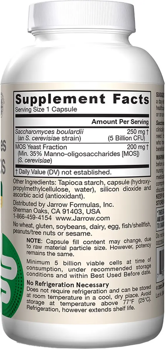 Jarrow Formulas Saccharomyces Boulardii + MOS 90 Capsules