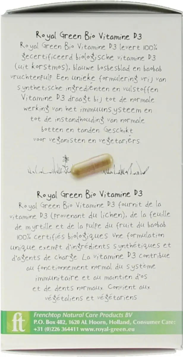 Royal Green Vitamine D3 Biologisch 60 Vegacapsules