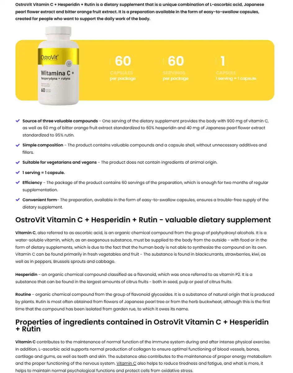 OstroVit Vitamine C + Hesperidine + Rutine 60 Capsules