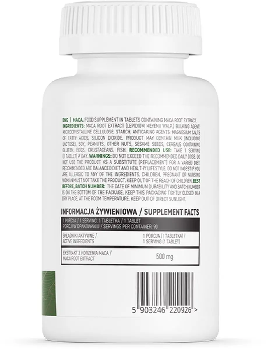 OstroVit Maca 500mg Tabletten - 90 Stuks