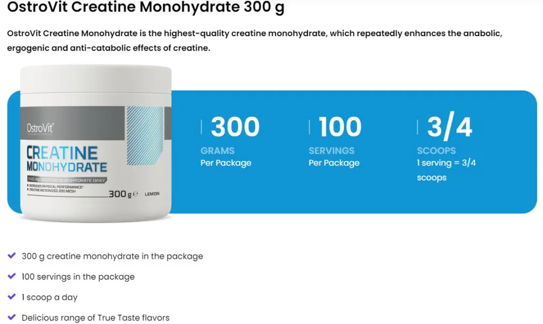 OstroVit Creatine Monohydraat Lemon 300g