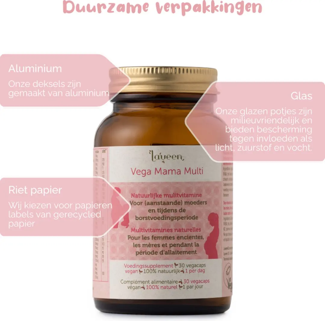 Laveen Vega Mama Multi Multivitamine 30 Capsules - Actief Foliumzuur - Vegan