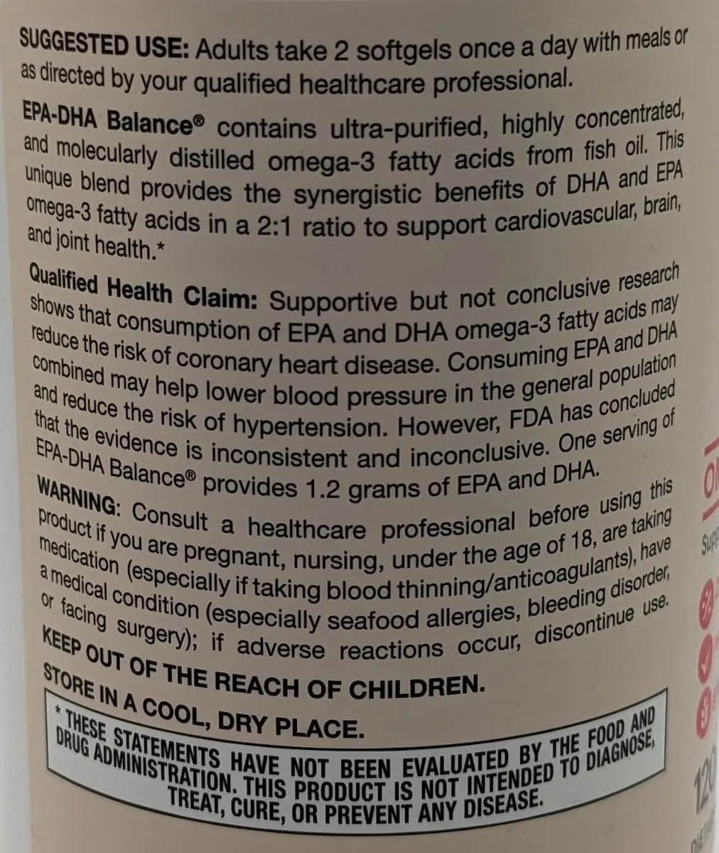 Jarrow Formulas EPA-DHA Premium Balance Visolie 1000mg - 120 Softgels