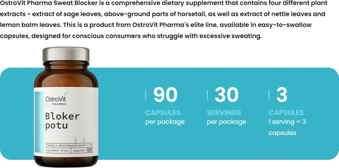 OstroVit Pharma Zweetblokker 90 Capsules - Citroenmelisse/Brandnetel