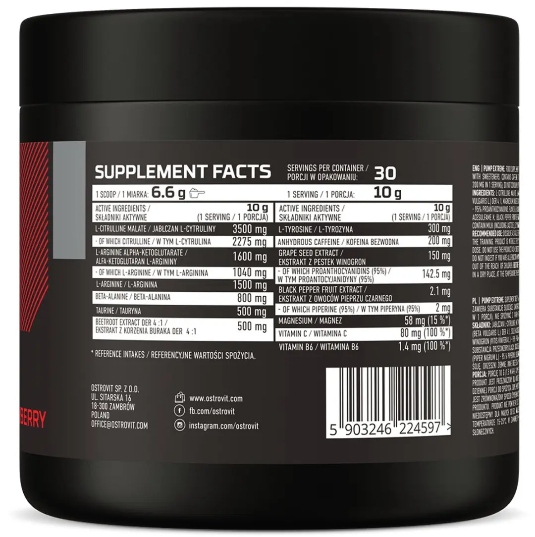 OstroVit Pump Extreme Pre Workout 300g - Aardbei