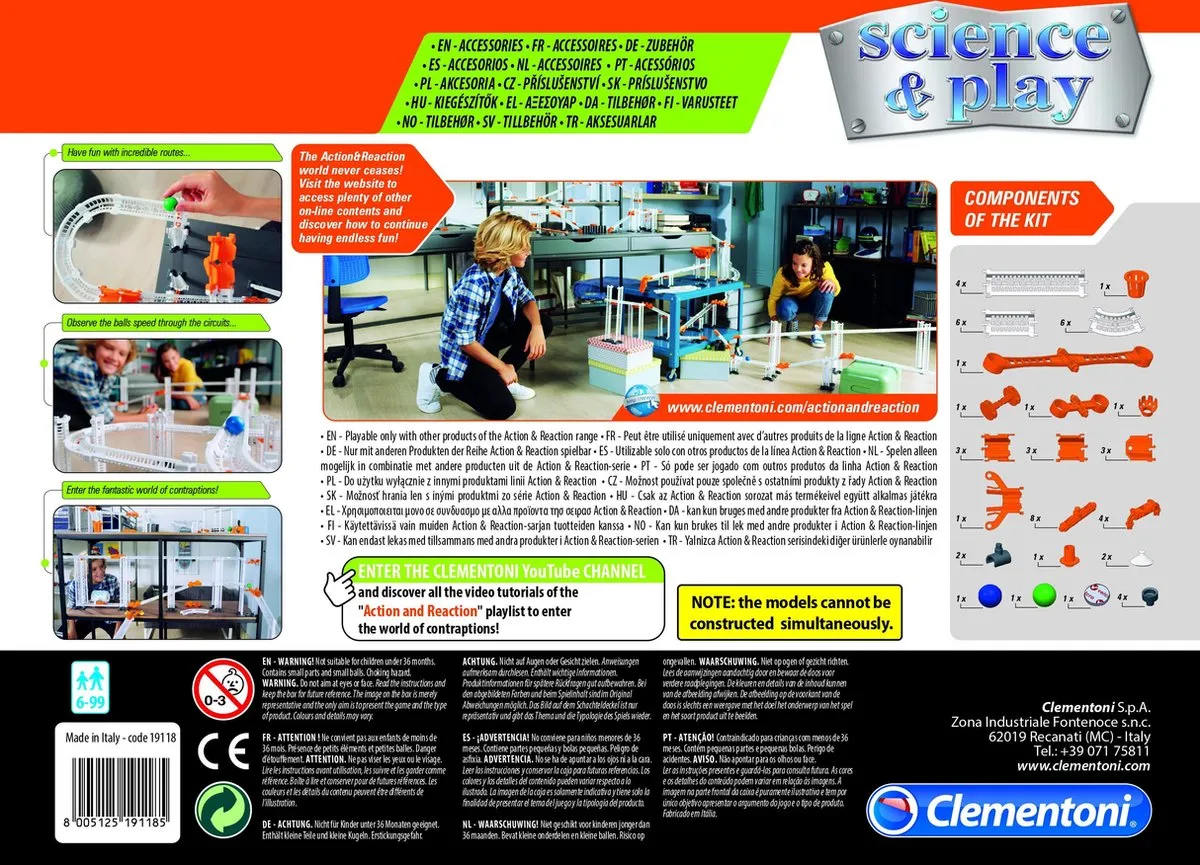 Clementoni Actie & Reactie Knikkerbaan Bouwset - 55 Onderdelen - Multicolor - afbeelding 3 van 6