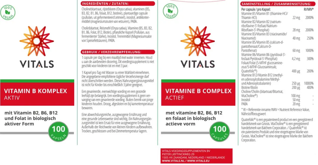 Vitals Vitamine B Complex Actief 100 Capsules
