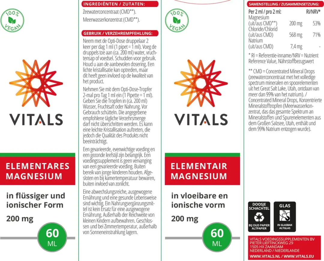 Vitals Elementair Magnesium 200mg - 60ml