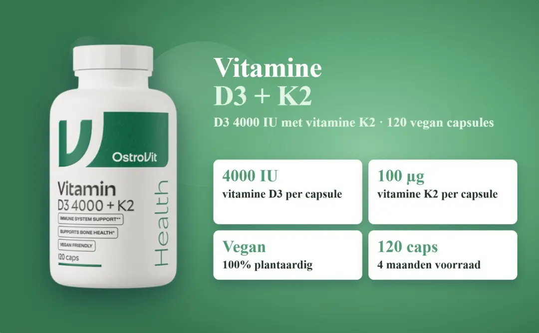 OstroVit Vitamine D3 4000 + K2 Vegan 120 Capsules
