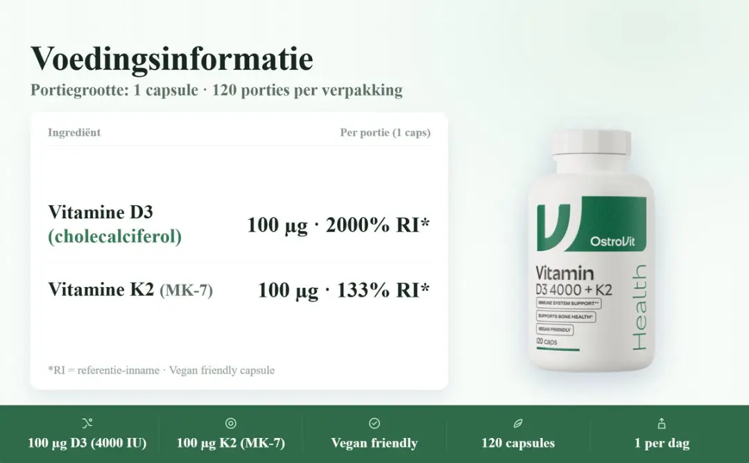 OstroVit Vitamine D3 4000 + K2 Vegan 120 Capsules