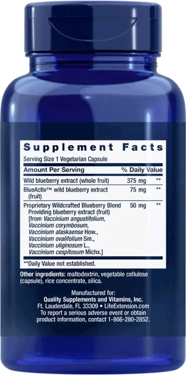 Life Extension Blauwe Bosbessen Extract 60 Capsules