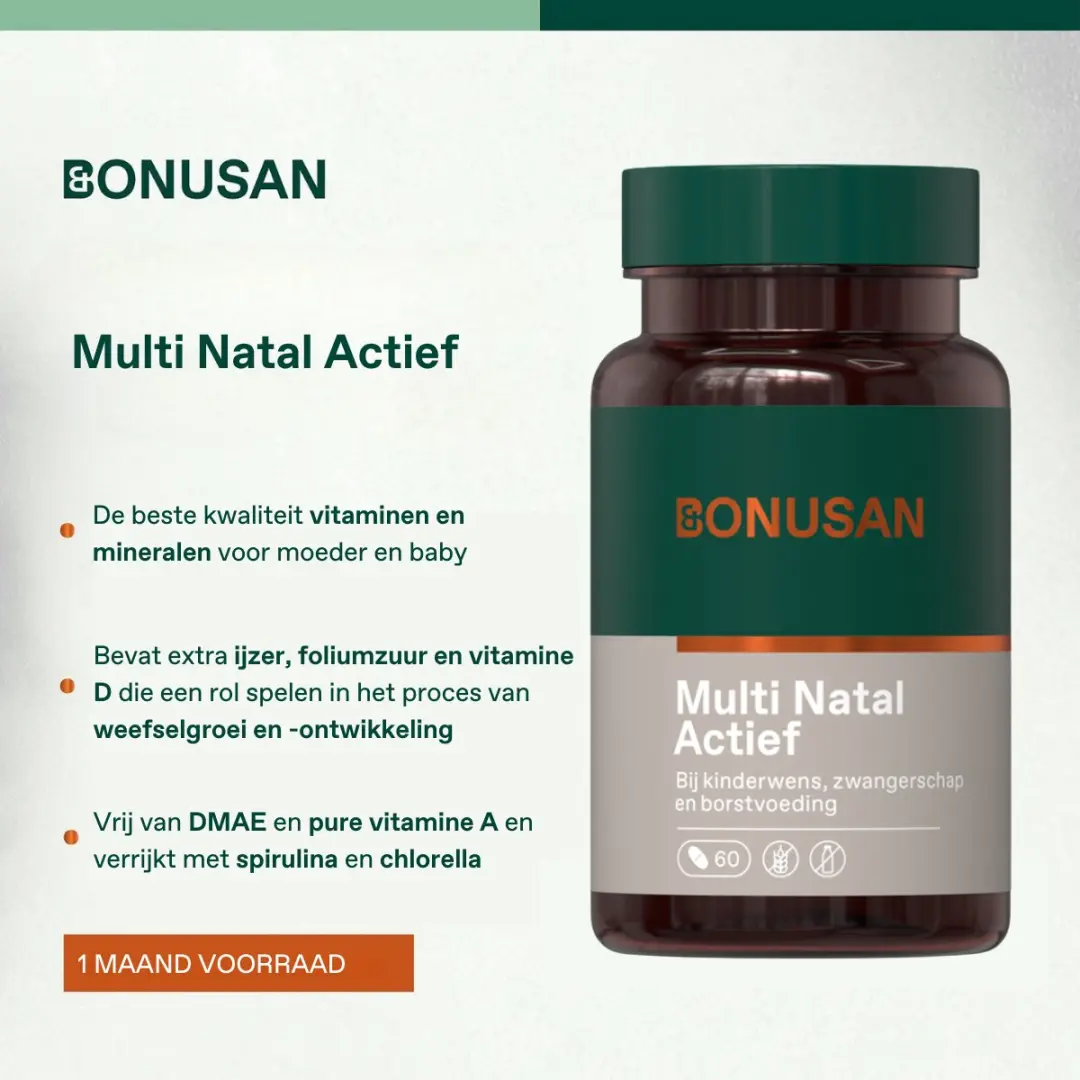 Bonusan Multi Natal Actief 60 Tabletten - Folaat IJzer Vitamine D