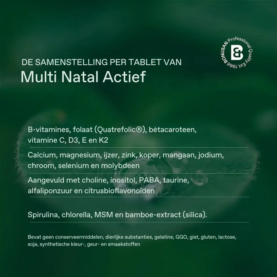 Bonusan Multi Natal Actief 60 Tabletten - Folaat IJzer Vitamine D