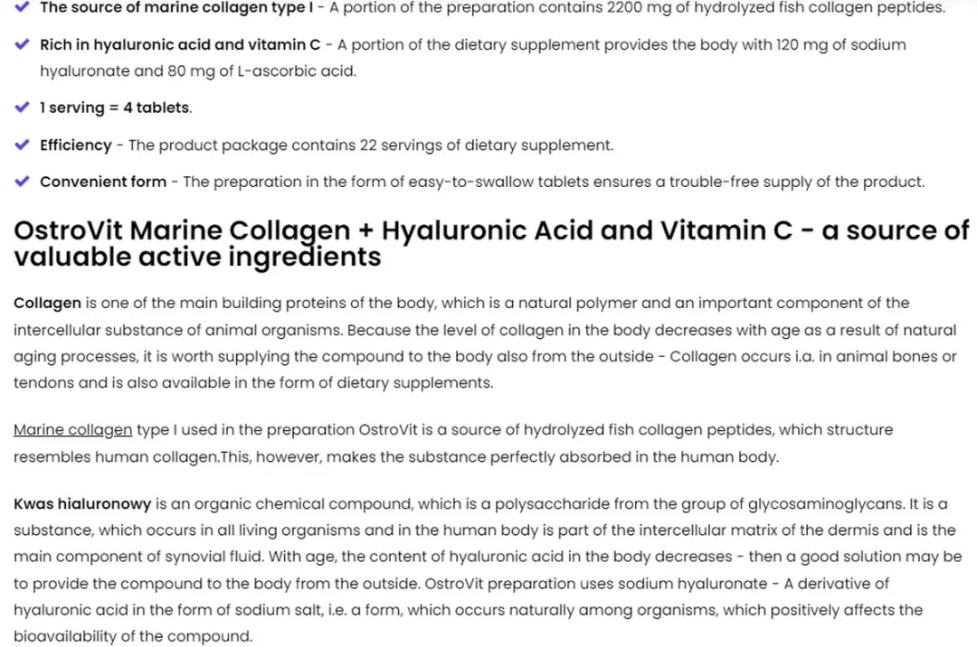 OstroVit Marine Collagen + Hyaluronzuur & Vitamine C 90 tabletten