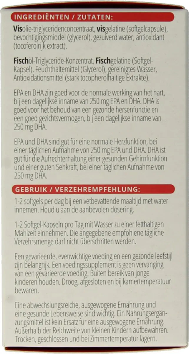 Vitals Ultra Pure EPA/DHA Omega 3 Visolie 1000mg - 60 Softgels - afbeelding 6 van 6