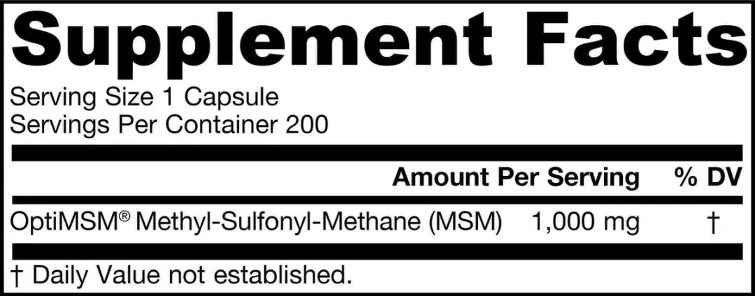 Jarrow Formulas MSM 1000mg - 200 Vcaps