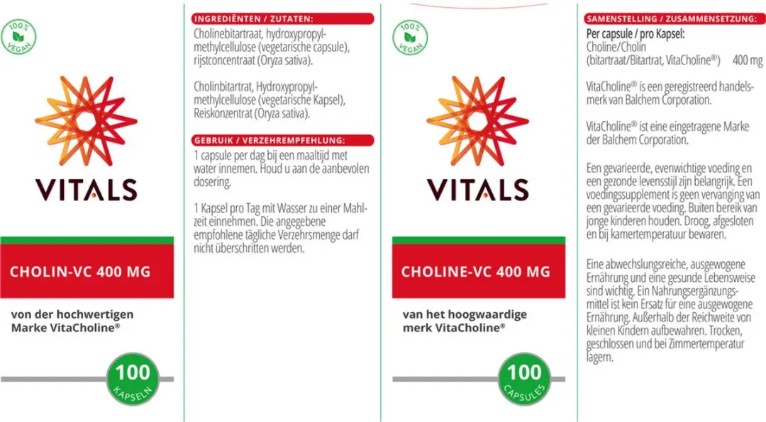Vitals Choline-VC 400mg 100 Capsules