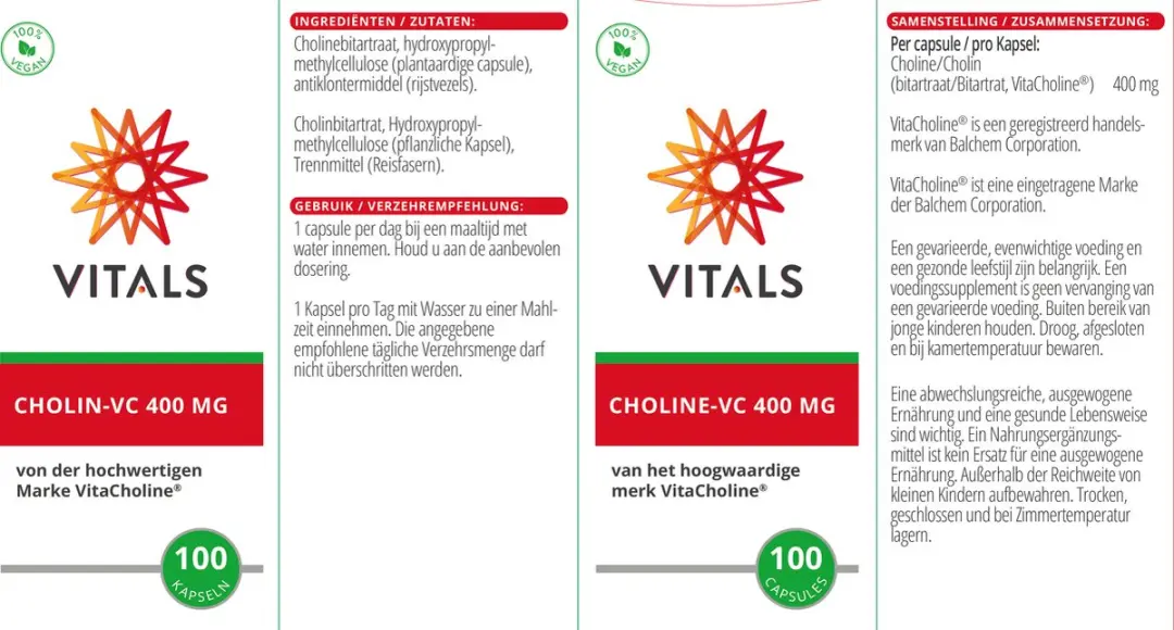 Vitals Choline-VC 400mg 100 Capsules