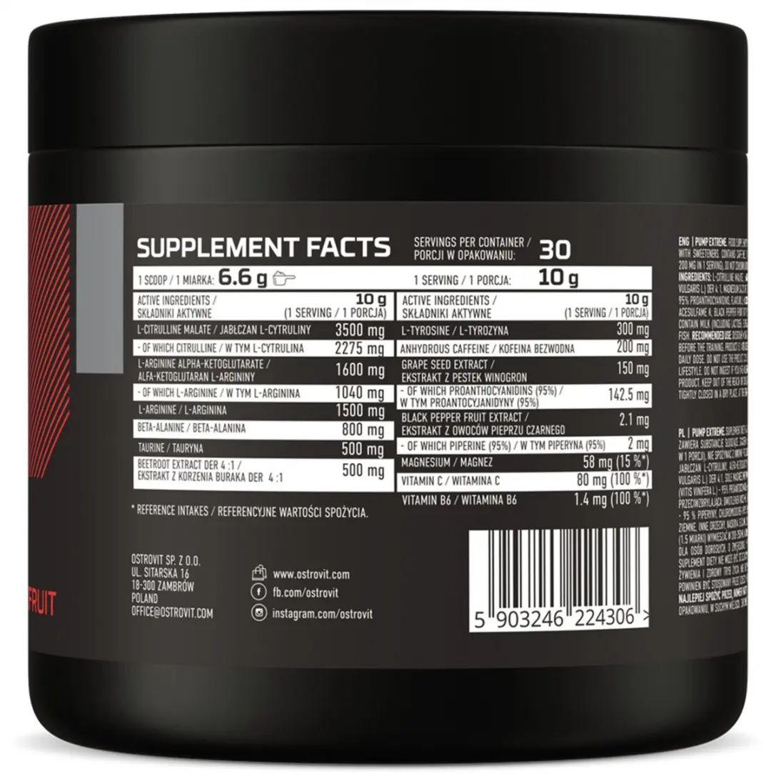 OstroVit Pump Extreme Pre Workout 300g - Grapefruit