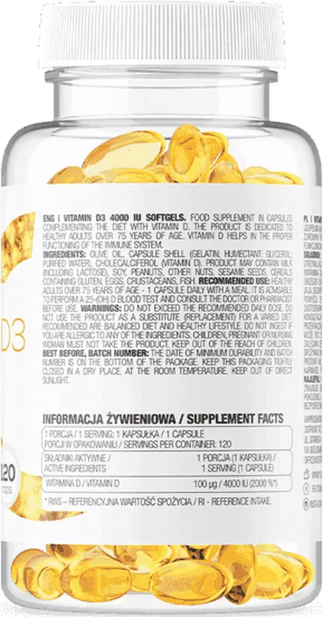 OstroVit Vitamine D3 4000 IU 120 Capsules