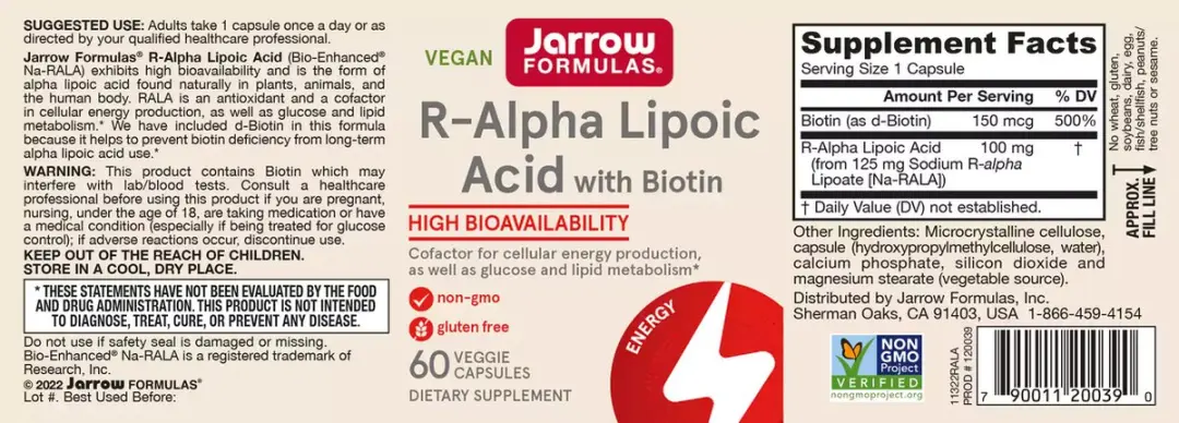 Jarrow Formulas R-Alpha Liponzuur 250mg - 60 Capsules