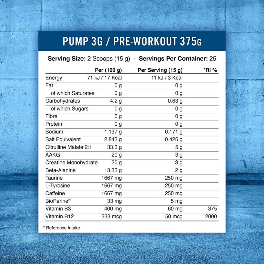 Applied Nutrition Pump-3G Pre-Workout 375g - Icy Blue Raz
