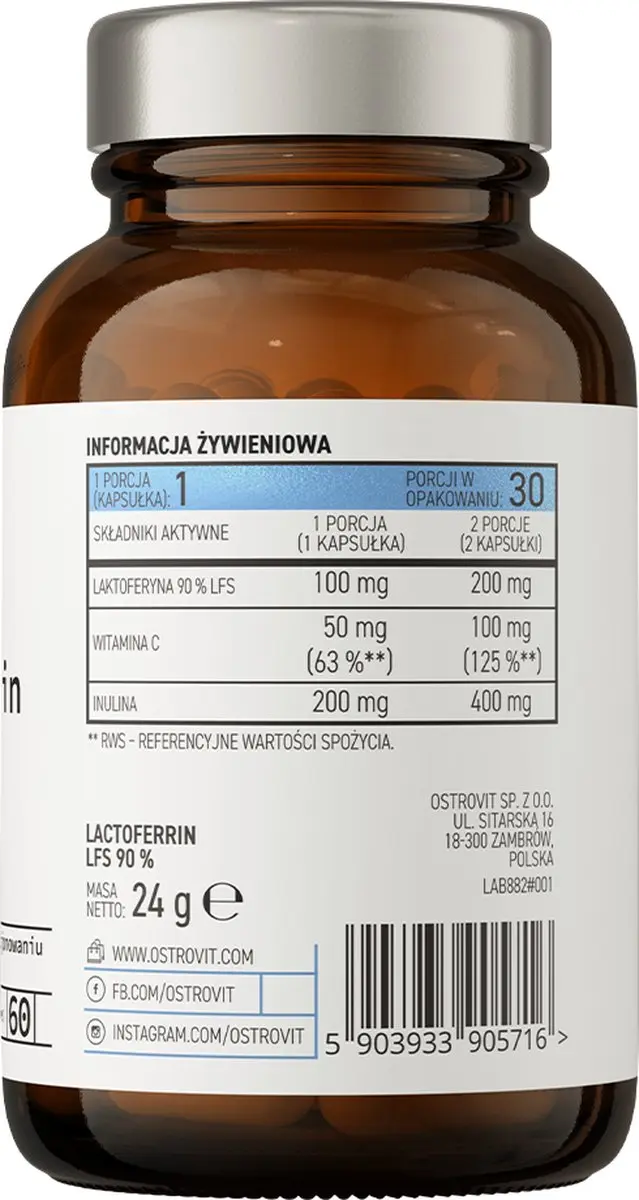 OstroVit Lactoferrin LFS 90% - 60 Capsules
